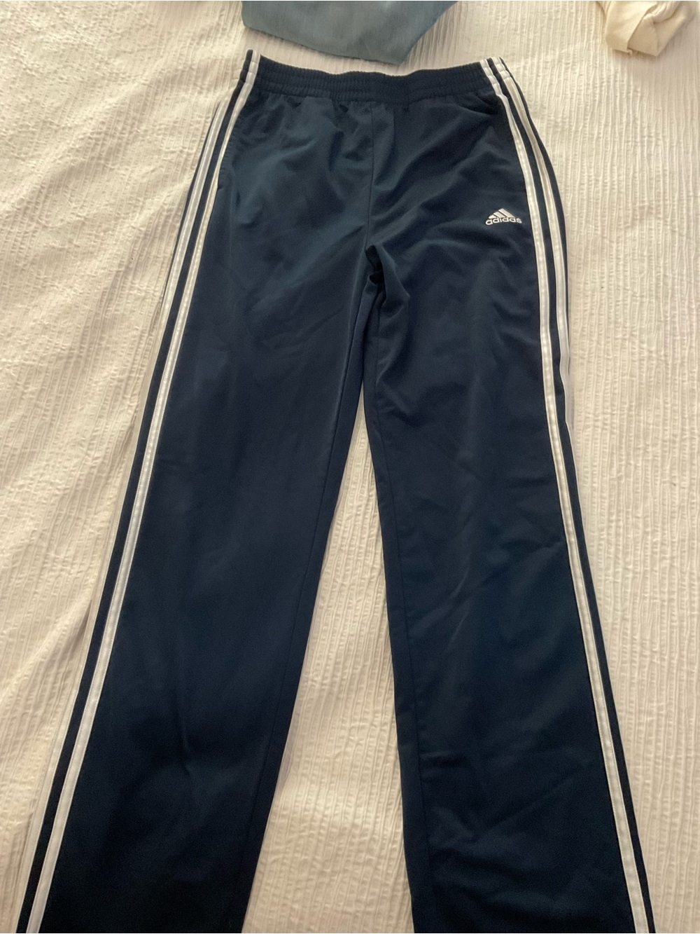 adidas Navy Kids Joggers with White Side Stripes